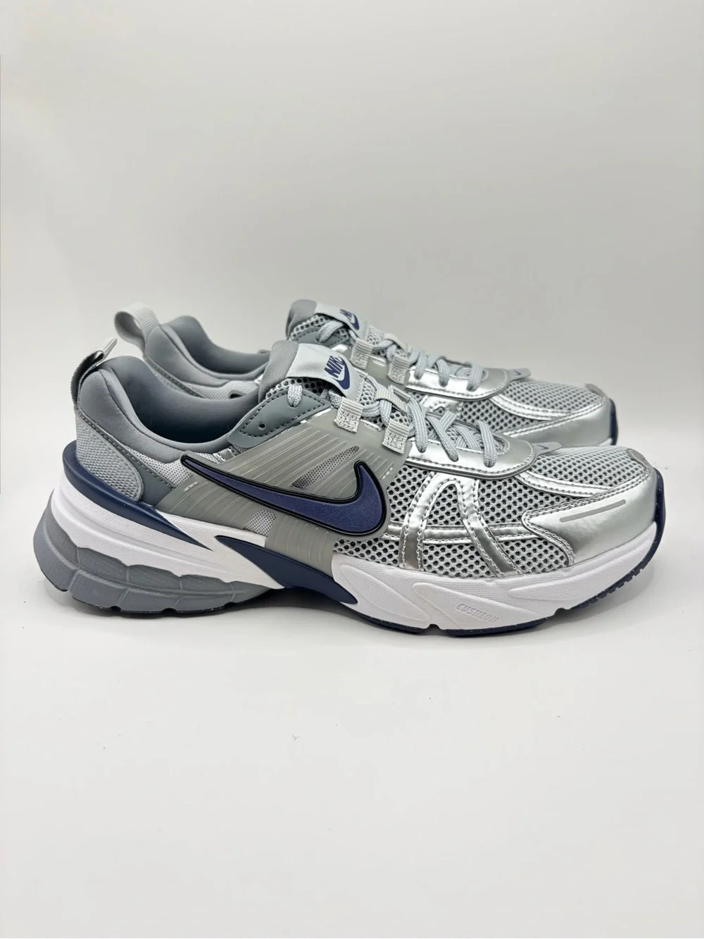 Nike Silver and Navy Mesh Athletic Sneakers